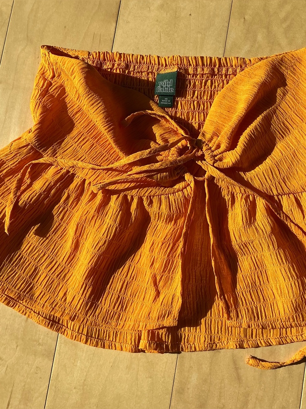 Women’s Orange Drawstring Ruffle top - Picture 3 of 3